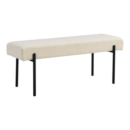 Swindon Bench in White Bouclé — 100 × 36 × 42.5 cm