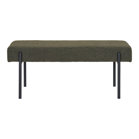 Swindon Bench in Dark Green Bouclé — 100 × 36 × 42.5 cm