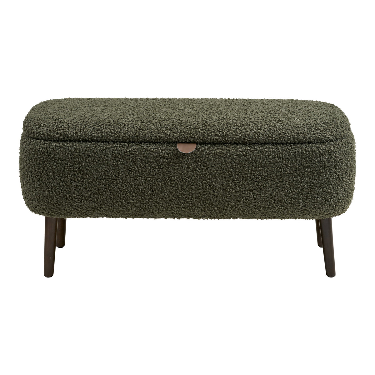 Banco-Baú Harlow em Teddy Verde — 95 × 37 × 45 cm