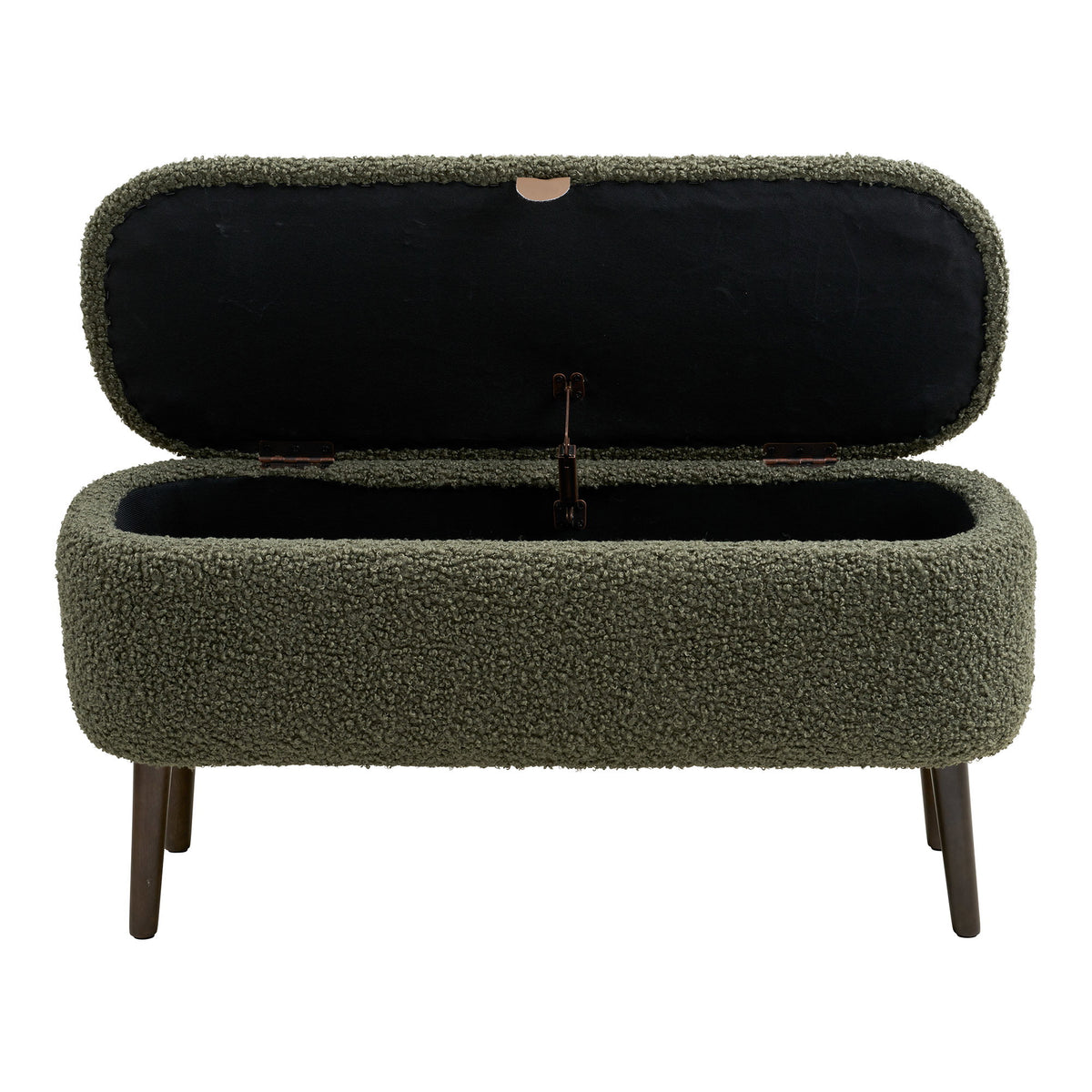 Banco-Baú Harlow em Teddy Verde — 95 × 37 × 45 cm