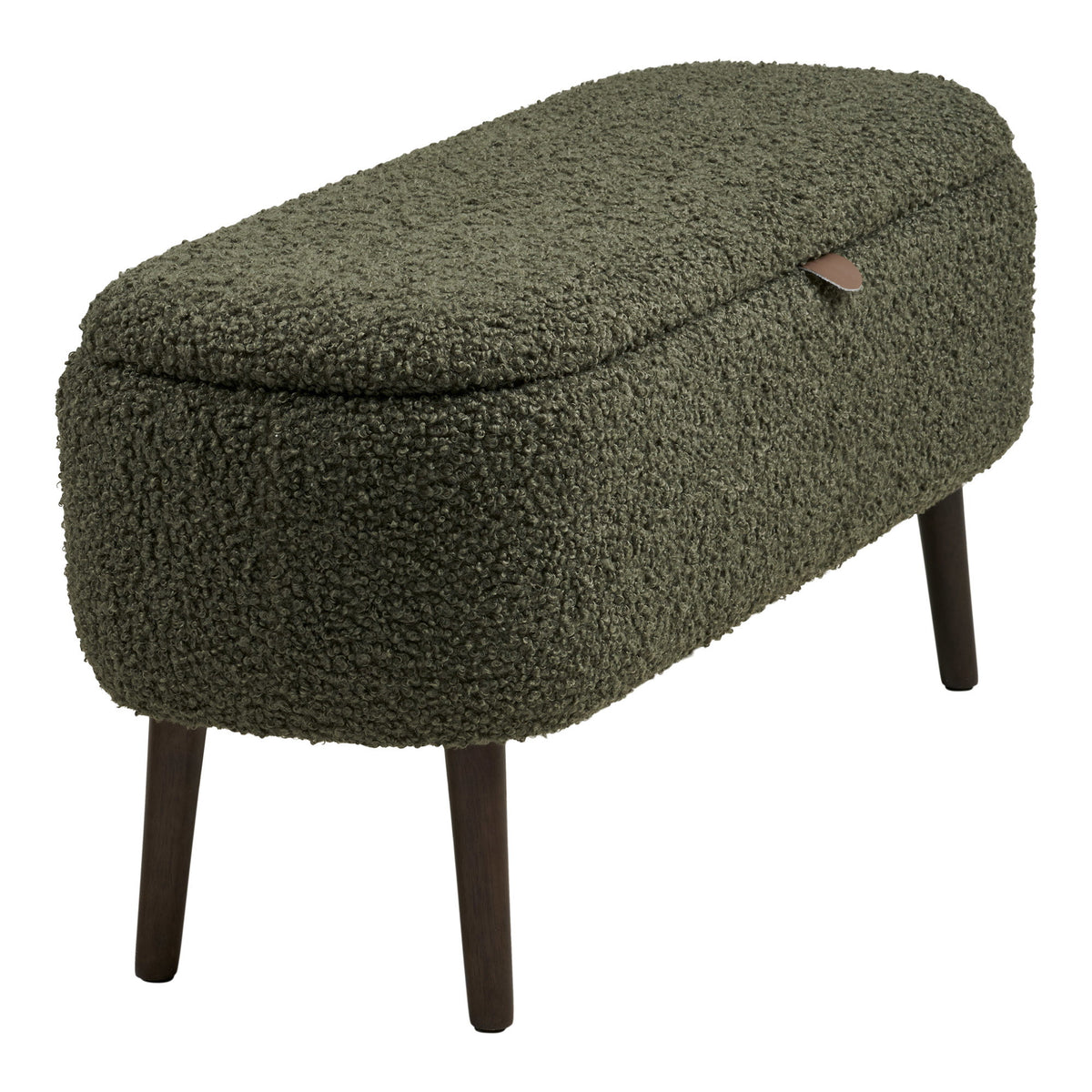 Banco-Baú Harlow em Teddy Verde — 95 × 37 × 45 cm