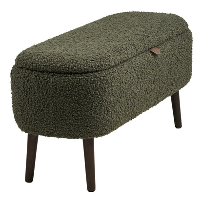 Banco-Baú Harlow em Teddy Verde — 95 × 37 × 45 cm