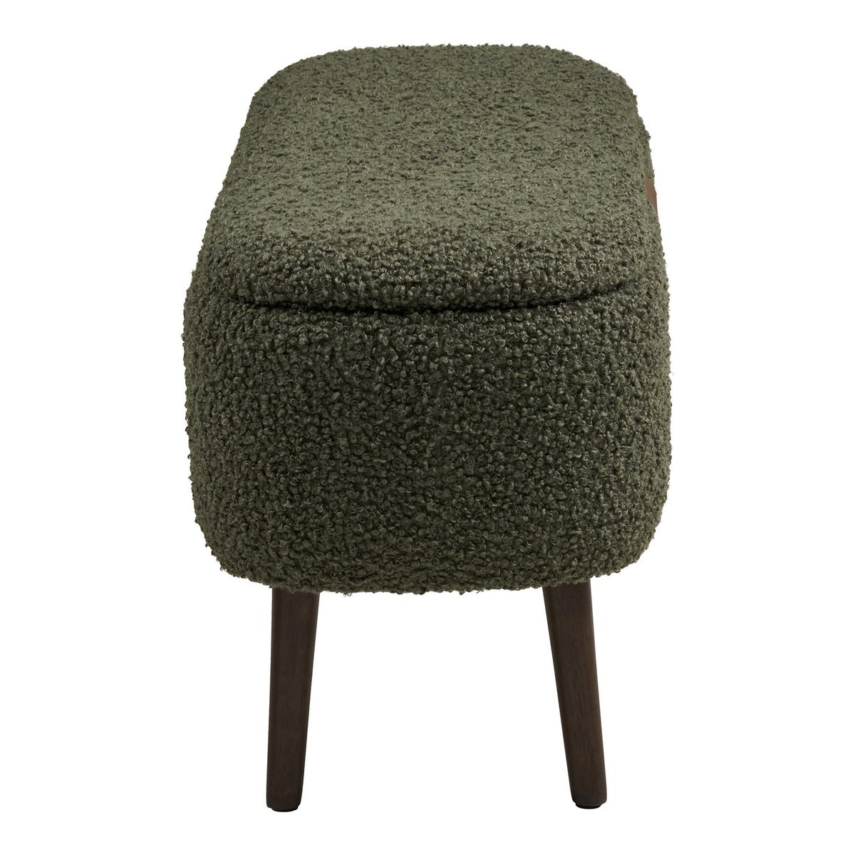 Banco-Baú Harlow em Teddy Verde — 95 × 37 × 45 cm