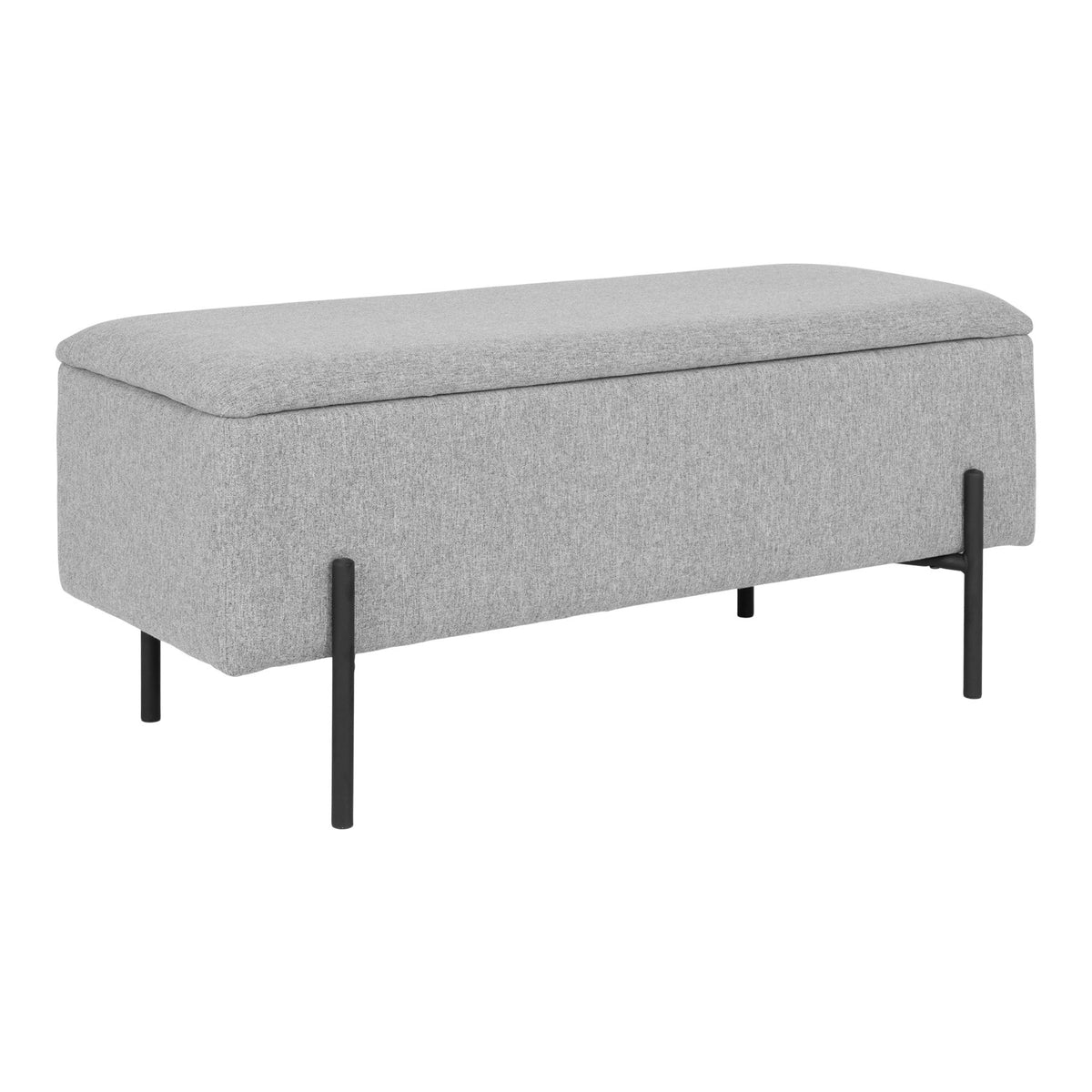 Banco Baúl Watford en Tela Gris Claro — 95 × 36,5 × 43 cm