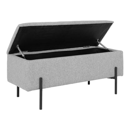 Banco Baúl Watford en Tela Gris Claro — 95 × 36,5 × 43 cm