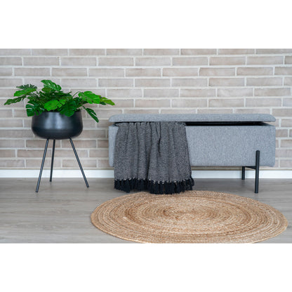 Banco Baúl Watford en Tela Gris Claro — 95 × 36,5 × 43 cm