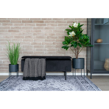 Banco-Baú Watford em Veludo Preto — 95 × 36,5 × 43 cm