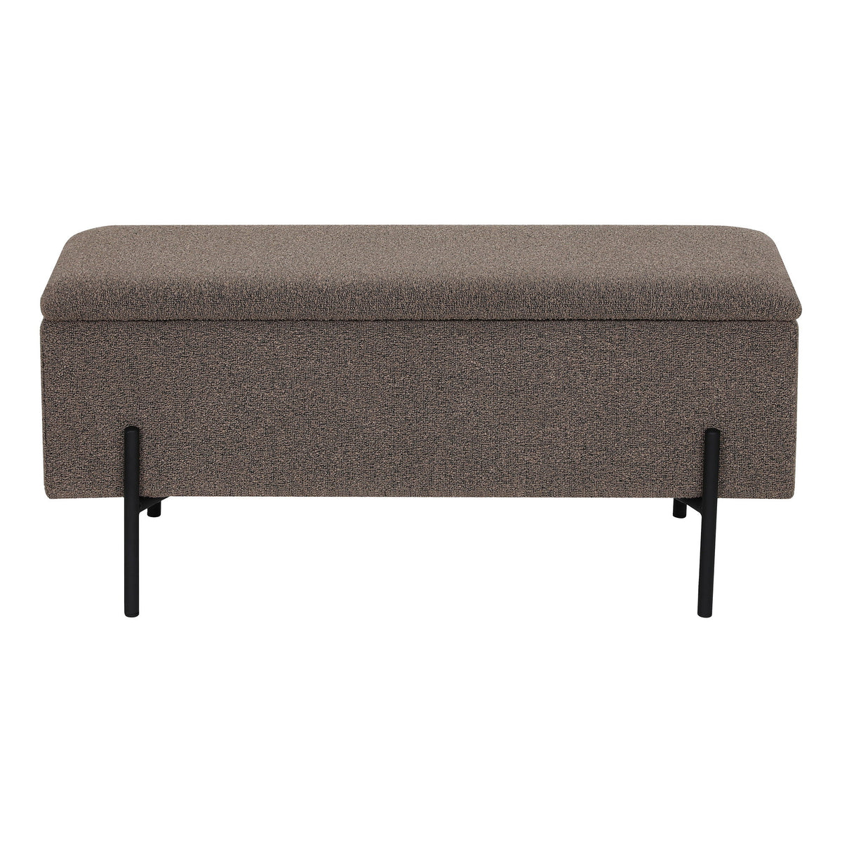 Banco-Baú Watford em Bouclé Castanho — 95 × 36,5 × 43 cm