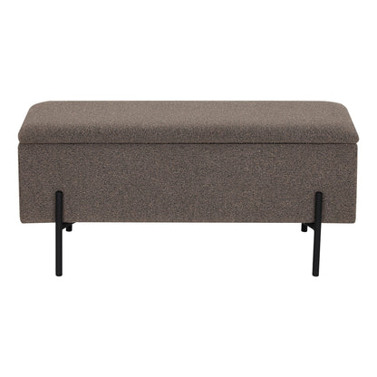 Banco-Baú Watford em Bouclé Castanho — 95 × 36,5 × 43 cm