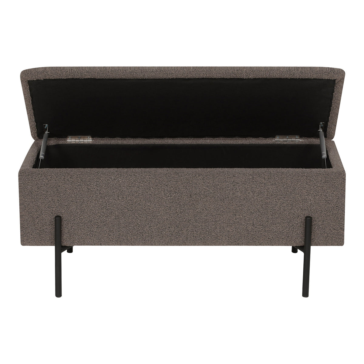 Banco-Baú Watford em Bouclé Castanho — 95 × 36,5 × 43 cm