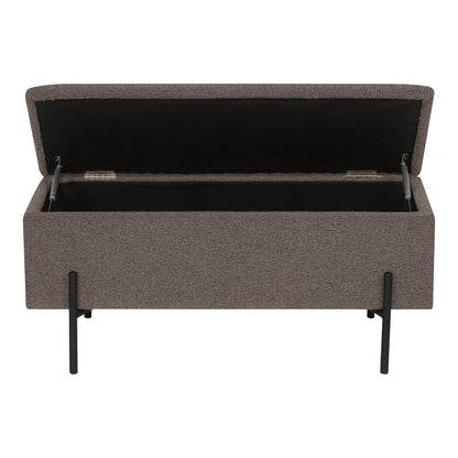 Banco-Baú Watford em Bouclé Castanho — 95 × 36,5 × 43 cm