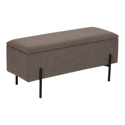 Banco-Baú Watford em Bouclé Castanho — 95 × 36,5 × 43 cm
