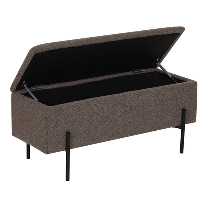 Banco-Baú Watford em Bouclé Castanho — 95 × 36,5 × 43 cm
