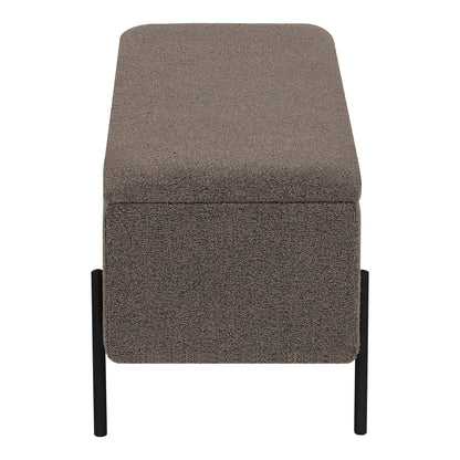 Banco-Baú Watford em Bouclé Castanho — 95 × 36,5 × 43 cm