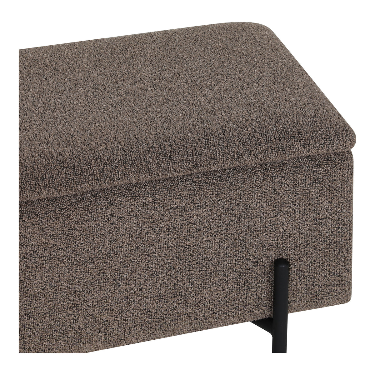 Banco-Baú Watford em Bouclé Castanho — 95 × 36,5 × 43 cm