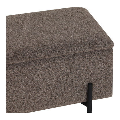 Banco-Baú Watford em Bouclé Castanho — 95 × 36,5 × 43 cm