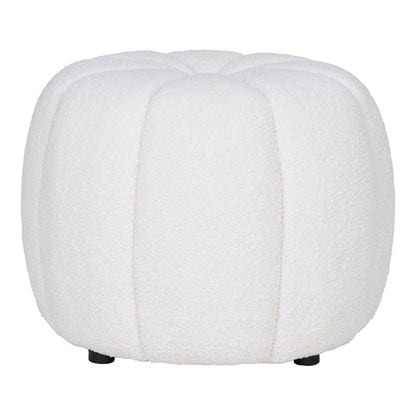 Pufe Paisley em Tecido Cru — Ø 48 × 38 cm