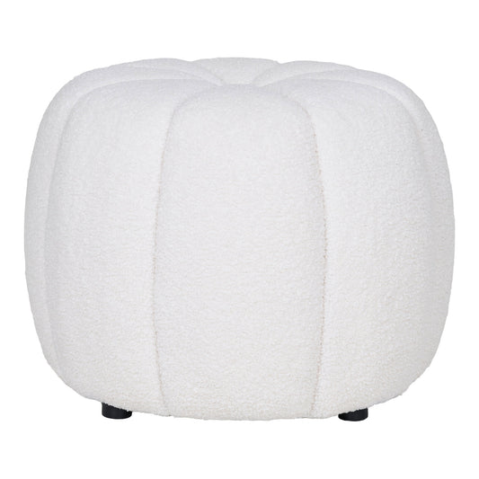 Pufe Paisley em Tecido Cru — Ø 48 × 38 cm