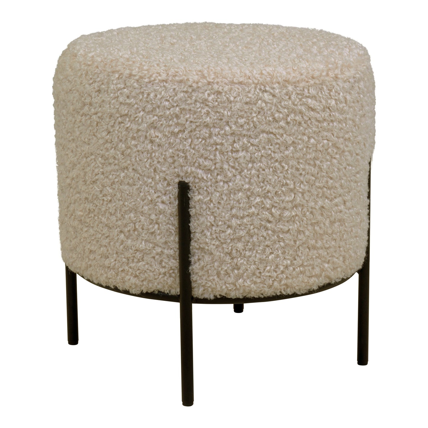 Alford Pouffe in Greyish-Brown Teddy Fabric — 35.5 × 37 cm