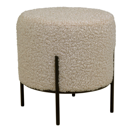 Pufe Alford em Tecido Teddy Castanho-Acinzentado — 35,5 × 37 cm