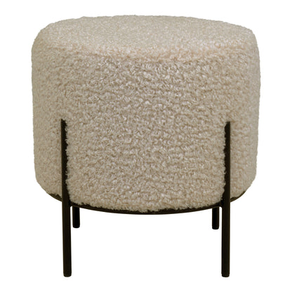 Alford Pouffe in Greyish-Brown Teddy Fabric — 35.5 × 37 cm