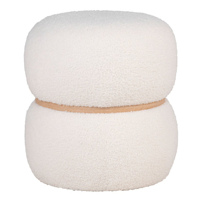 Puf Milford de Teddy, Blanco — Ø 38 × 41 cm