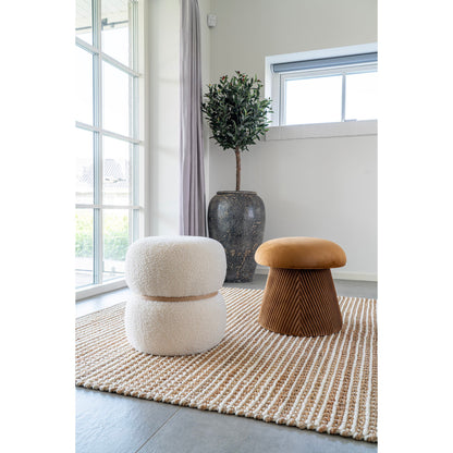 Puf Milford de Teddy, Blanco — Ø 38 × 41 cm