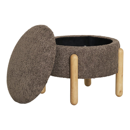 Puf con Almacenaje Medas, Marrón y Natural — Ø 45 × 36 cm