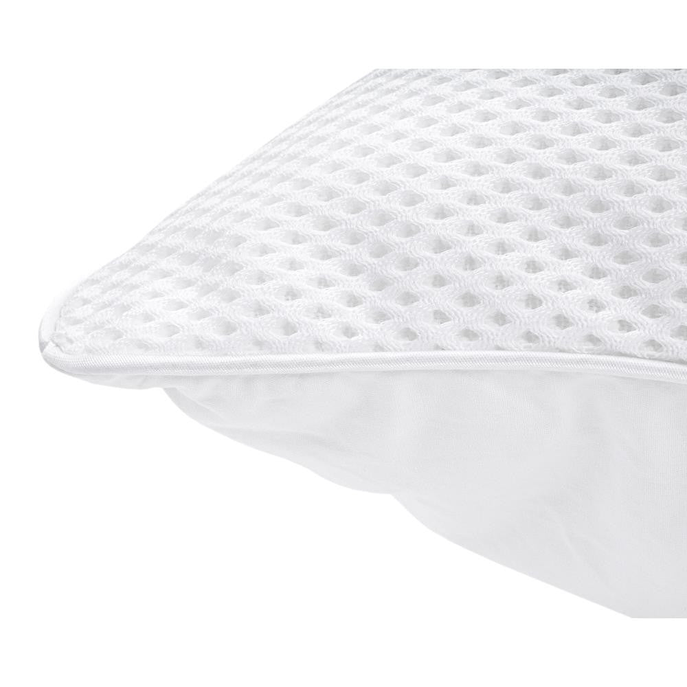 Low Sleeping Pillow with Ventilated Mesh, White — 50 × 70 cm