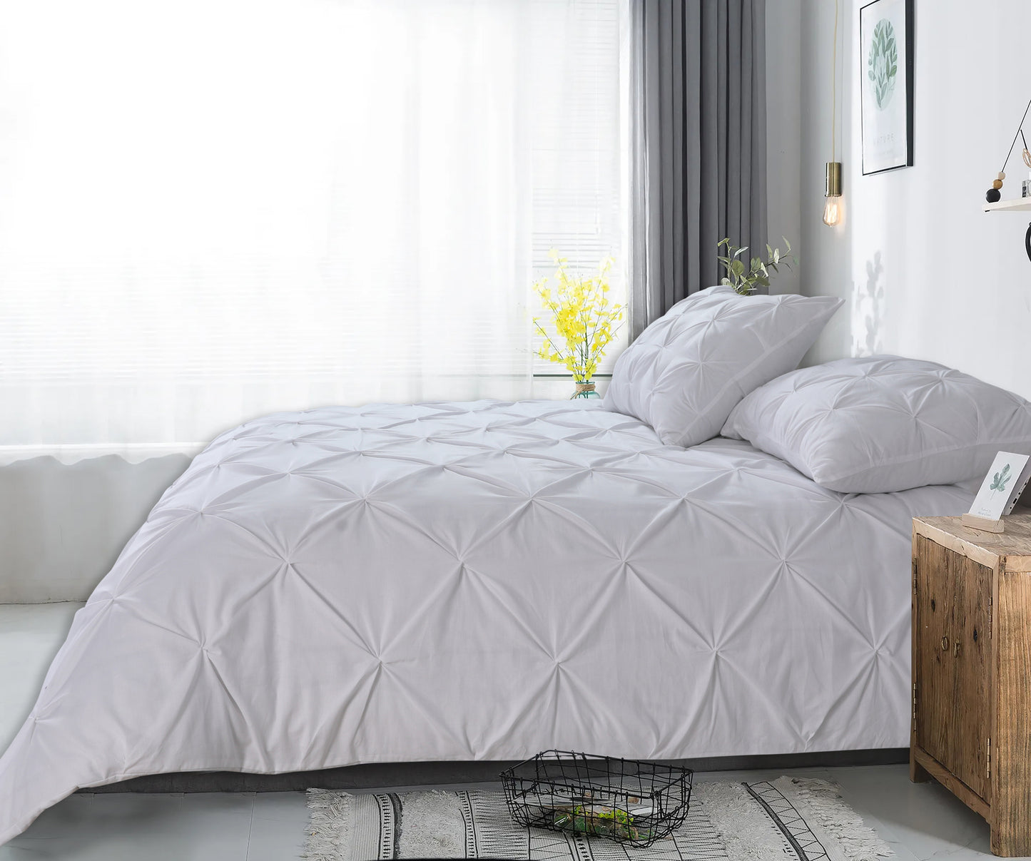 Capa de Edredão Salvador em Algodão Branco com Pintuck, 140 × 220 cm