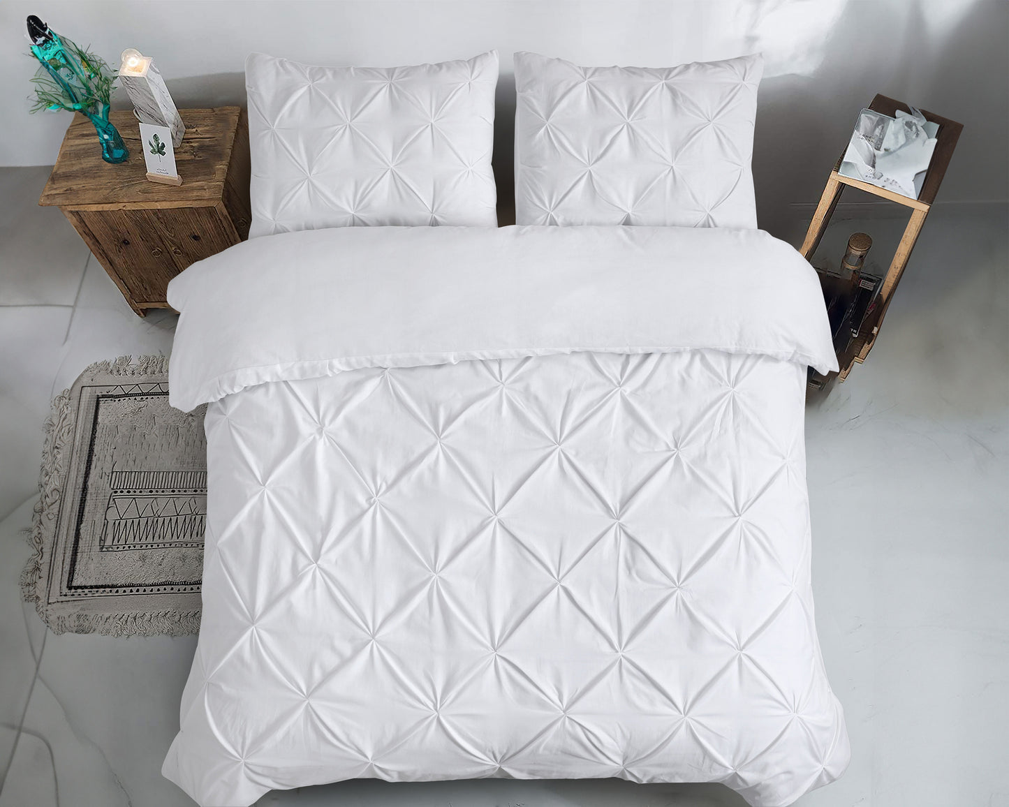 Capa de Edredão Salvador em Algodão Branco com Pintuck, 140 × 220 cm