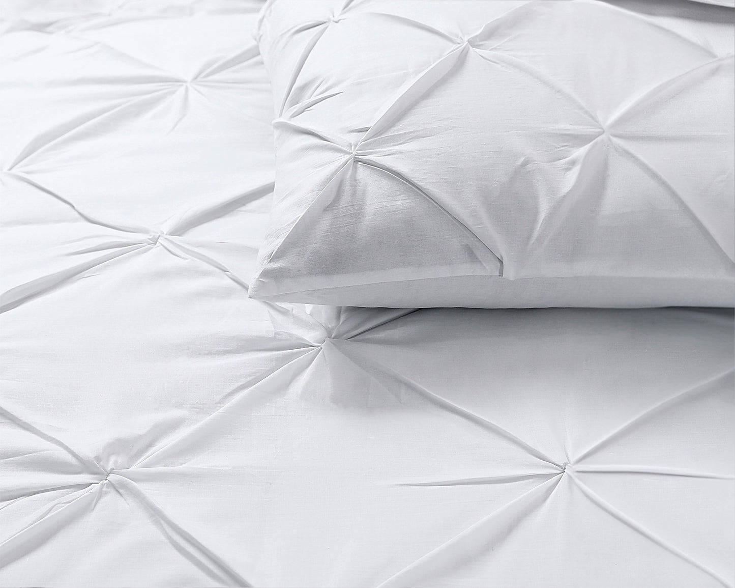 Salvador Duvet Cover in White Cotton with Pintuck, 200 × 220 cm