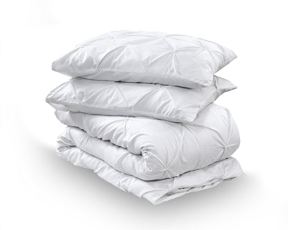 Salvador Duvet Cover in White Cotton with Pintuck, 200 × 220 cm