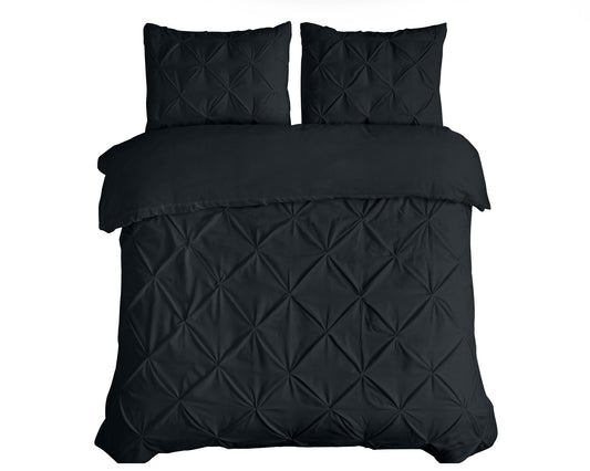 Capa de Edredão Salvador em Algodão Preto com Pintuck, 240 × 220 cm