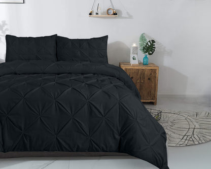 Capa de Edredão Salvador em Algodão Preto com Pintuck, 240 × 220 cm