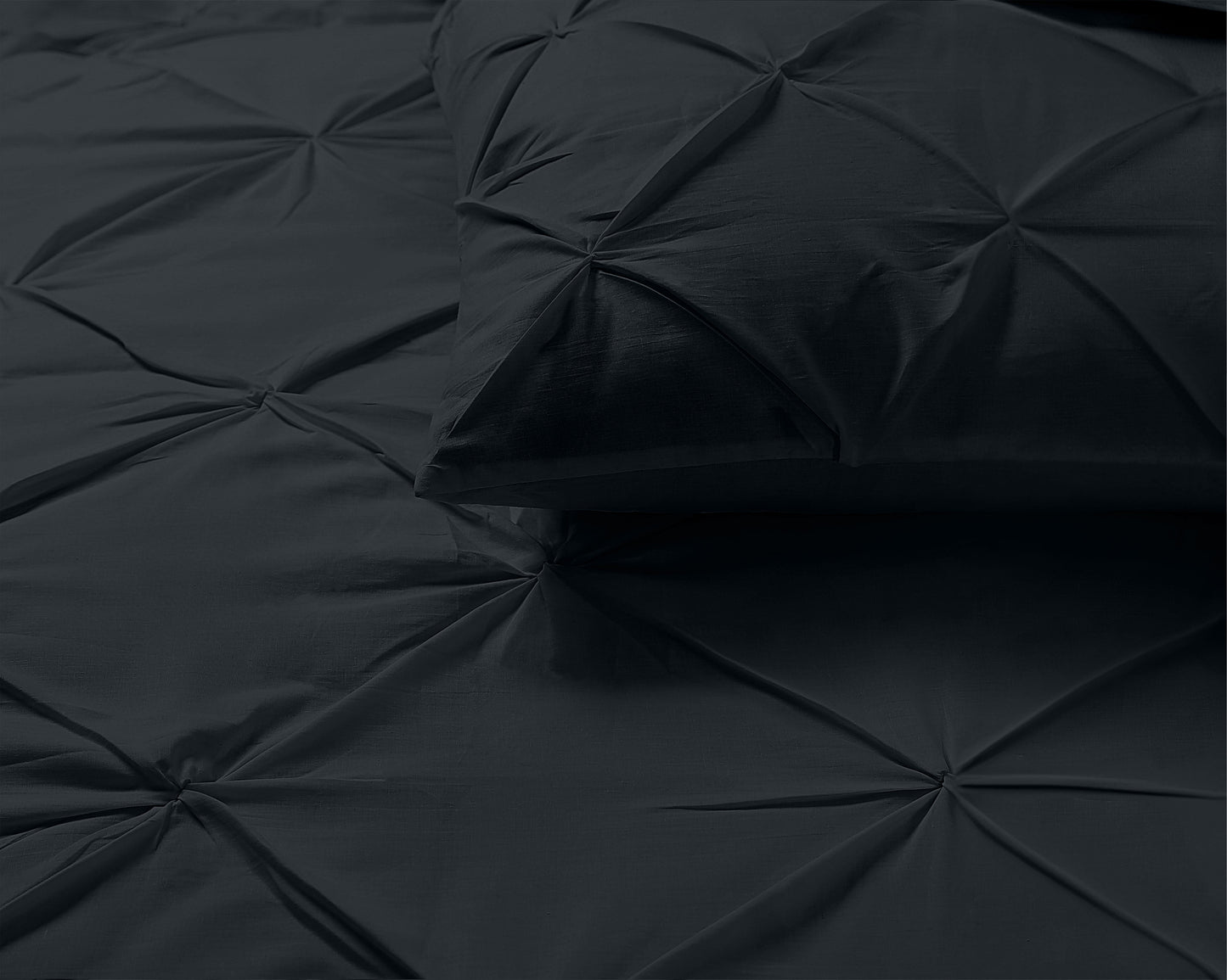 Capa de Edredão Salvador em Algodão Preto com Pintuck, 240 × 220 cm