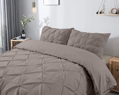 Salvador Duvet Cover in Taupe Cotton with Pintuck, 140 × 220 cm