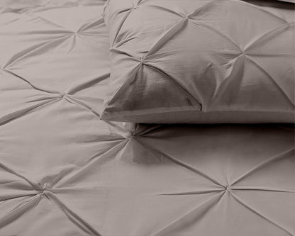 Salvador Duvet Cover in Taupe Cotton with Pintuck, 140 × 220 cm