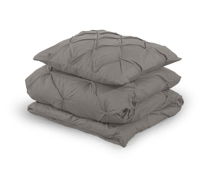 Salvador Duvet Cover in Taupe Cotton with Pintuck, 140 × 220 cm