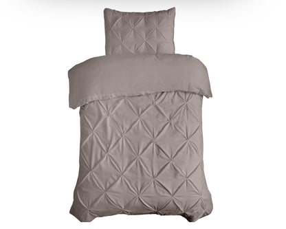 Salvador Duvet Cover in Taupe Cotton with Pintuck, 140 × 220 cm