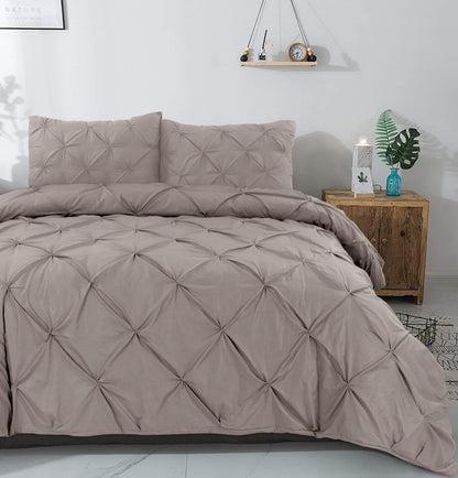 Salvador Duvet Cover in Taupe Cotton with Pintuck, 140 × 220 cm