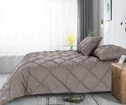 Salvador Duvet Cover in Taupe Cotton with Pintuck, 140 × 220 cm