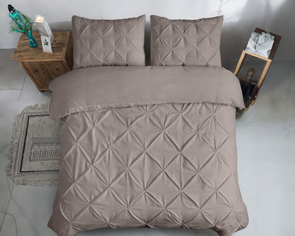 Salvador Duvet Cover in Taupe Cotton with Pintuck, 200 × 220 cm