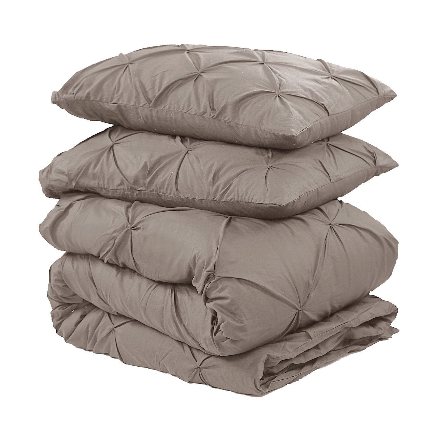 Salvador Duvet Cover in Taupe Cotton with Pintuck, 200 × 220 cm