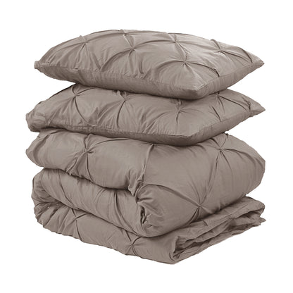 Salvador Duvet Cover in Taupe Cotton with Pintuck, 200 × 220 cm