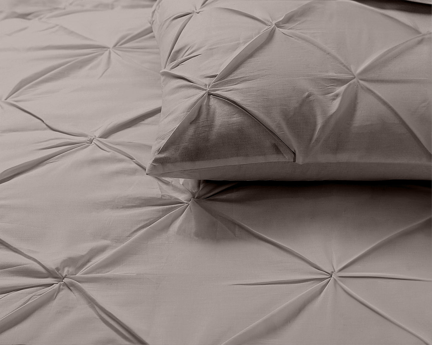 Salvador Duvet Cover in Taupe Cotton with Pintuck, 200 × 220 cm