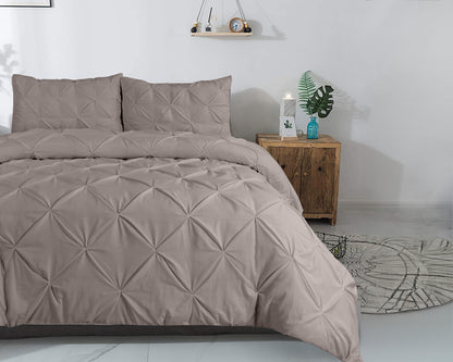 Salvador Duvet Cover in Taupe Cotton with Pintuck, 200 × 220 cm