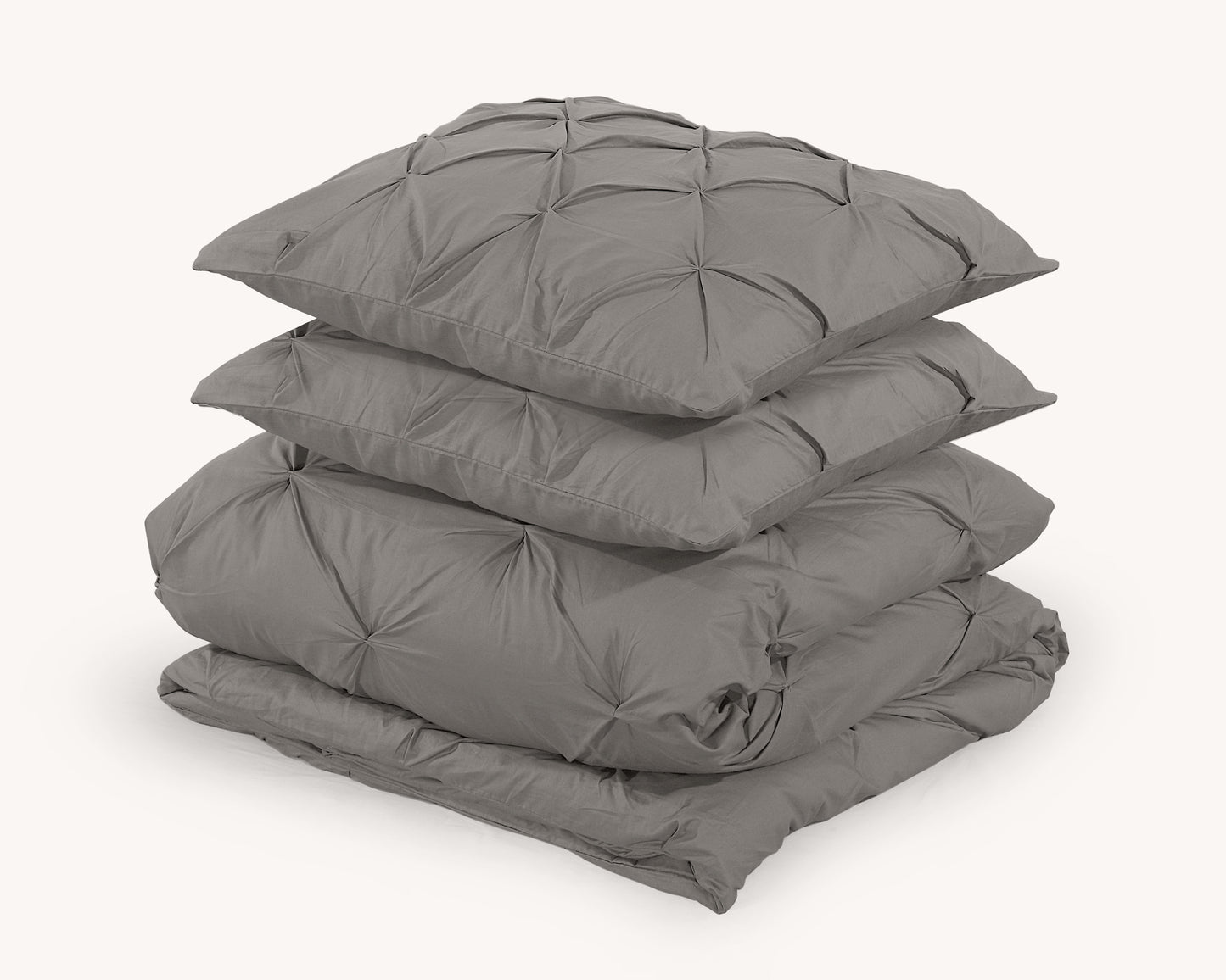 Salvador Duvet Cover in Taupe Cotton with Pintuck, 240 × 220 cm