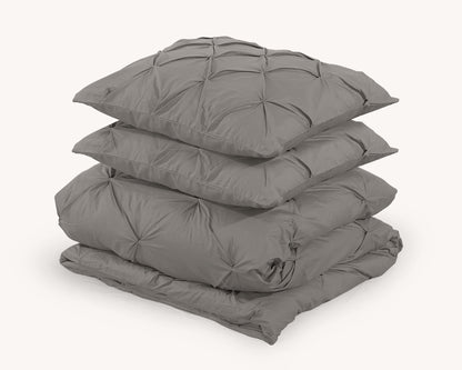 Salvador Duvet Cover in Taupe Cotton with Pintuck, 240 × 220 cm