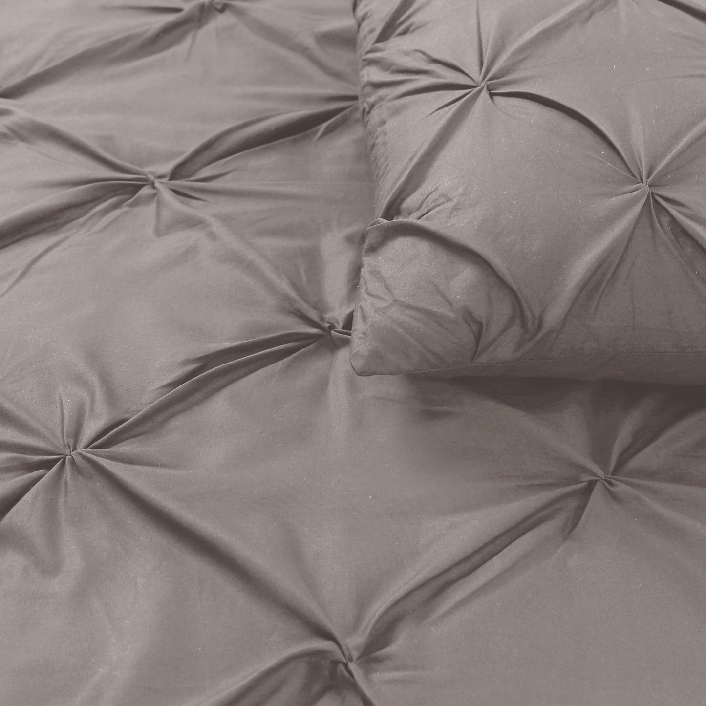 Salvador Duvet Cover in Taupe Cotton with Pintuck, 240 × 220 cm